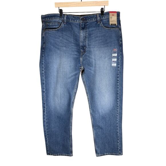 NWT Levi's 505 Regular Straight Leg Jeans Blue Stretch 42x32 - Picture 1 of 6